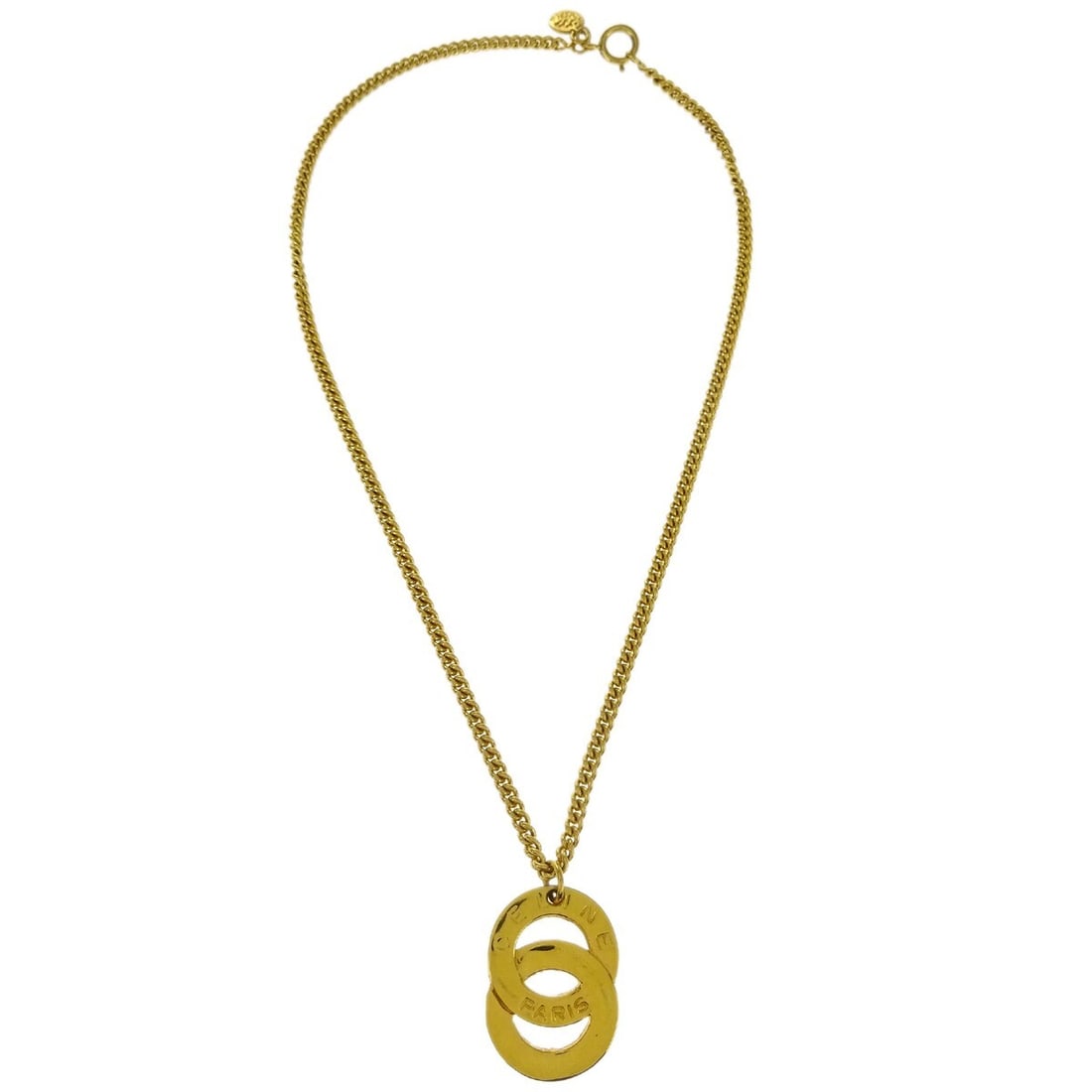 Logo Circle Pendant Gold Necklace by Celine Vintage Collection (1 of 2)