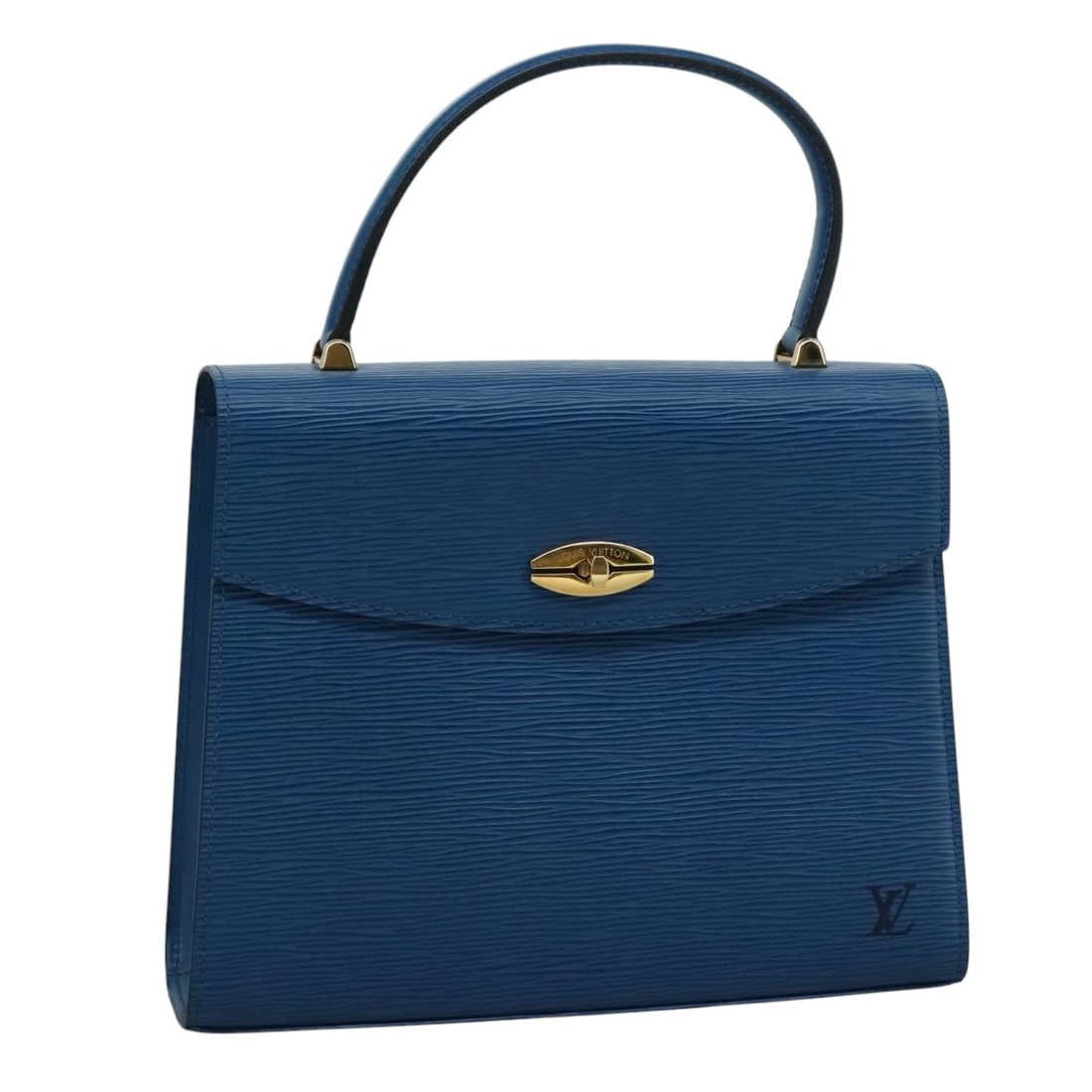 Authentic LOUIS VUITTON Epi Malesherbes Hand Bag Blue M52375 (1 of 18)