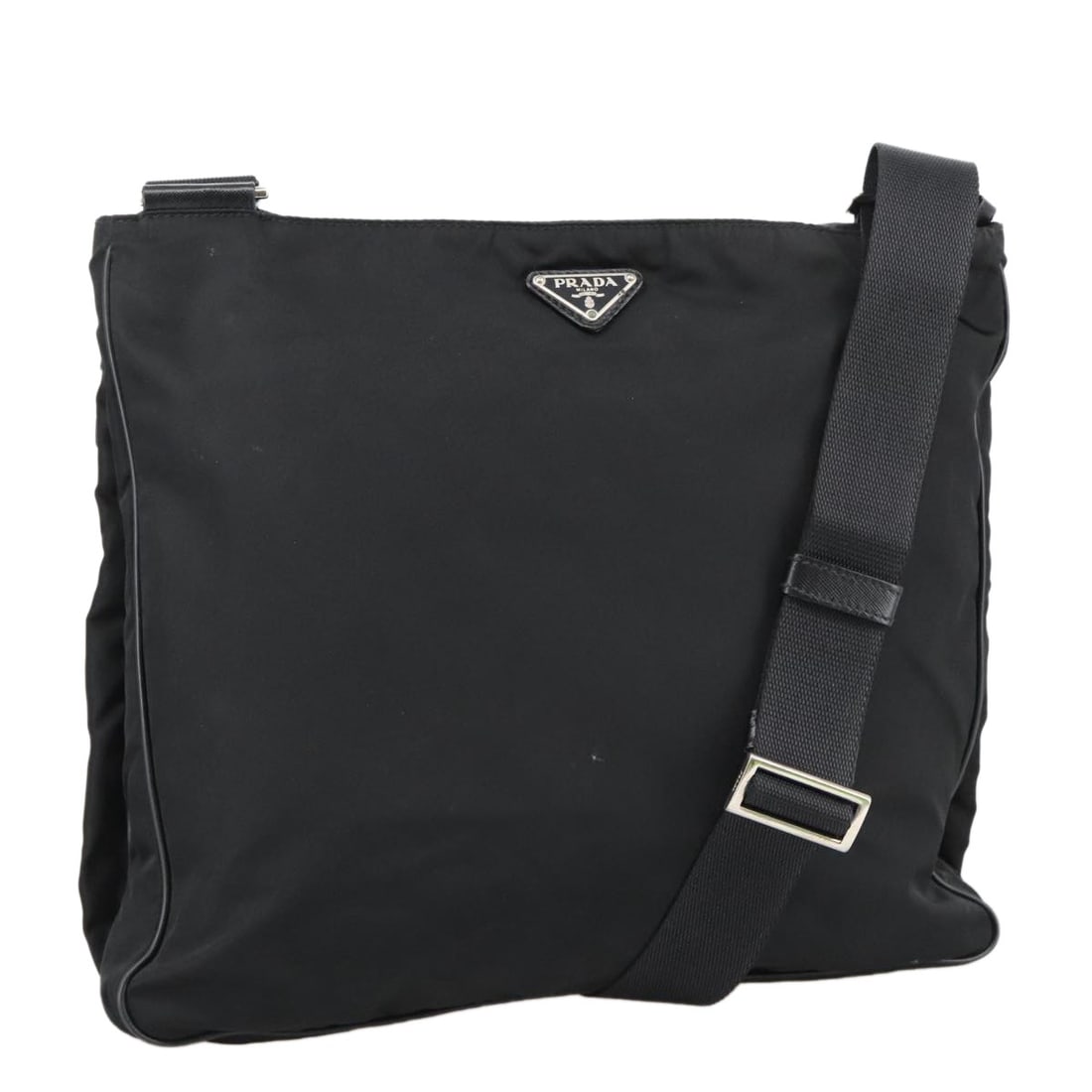 Prada Black Shoulder Bag Flat Messenger Style (1 of 1)
