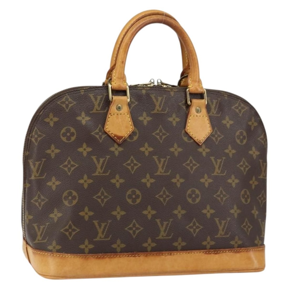 Pre-Owned Louis Vuitton Monogram Alma Brown Leather Handbag: Pre-Owned Louis Vuitton Monogram Alma Brown Leather Handbag This pre-owned Louis Vuitton Monogram Alma handbag features the classic brown monogram canvas and is designed for women. The handbag is in g