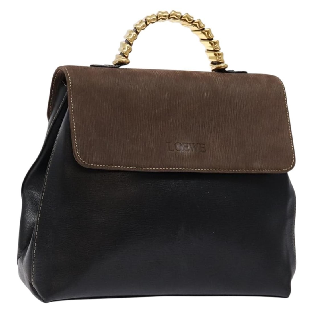 Velazquez Brown Top Handle Handbag by Loewe Vintage: Velazquez Brown Top Handle Handbag by Loewe Vintage This Loewe Vintage Velazquez Top Handle Bag in brown is designed for women and features a structured silhouette with a top handle. The exterior show