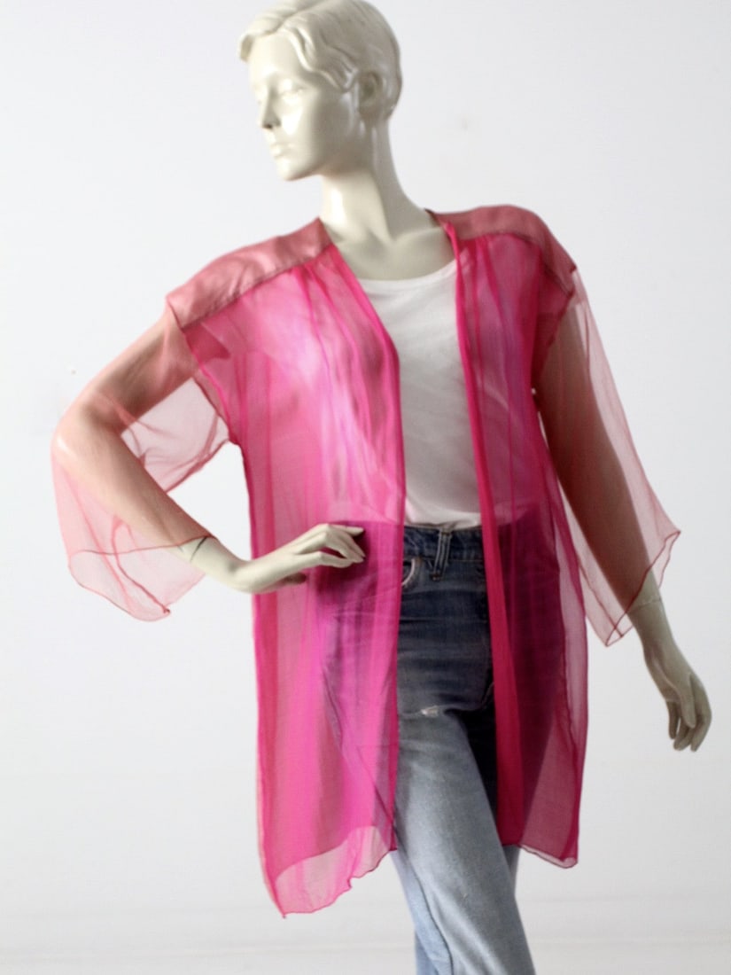 1970s Joel & Lana Silk Beach Cover-Up in Magenta (1 of 7)
