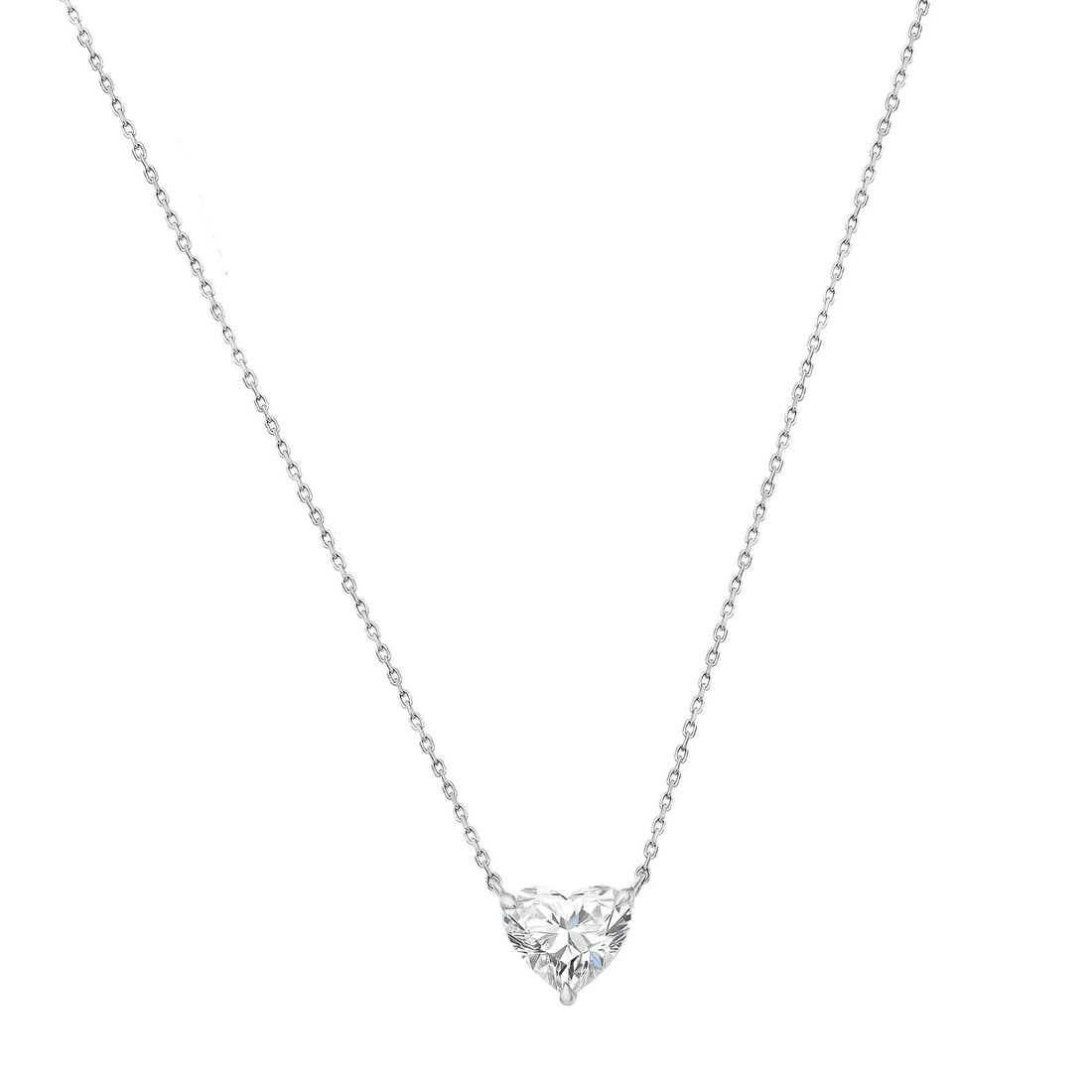 Rachel Koen 14K White Gold Heart Lab Grown Diamond Pendant Necklace 1.44Cttw (1 of 5)