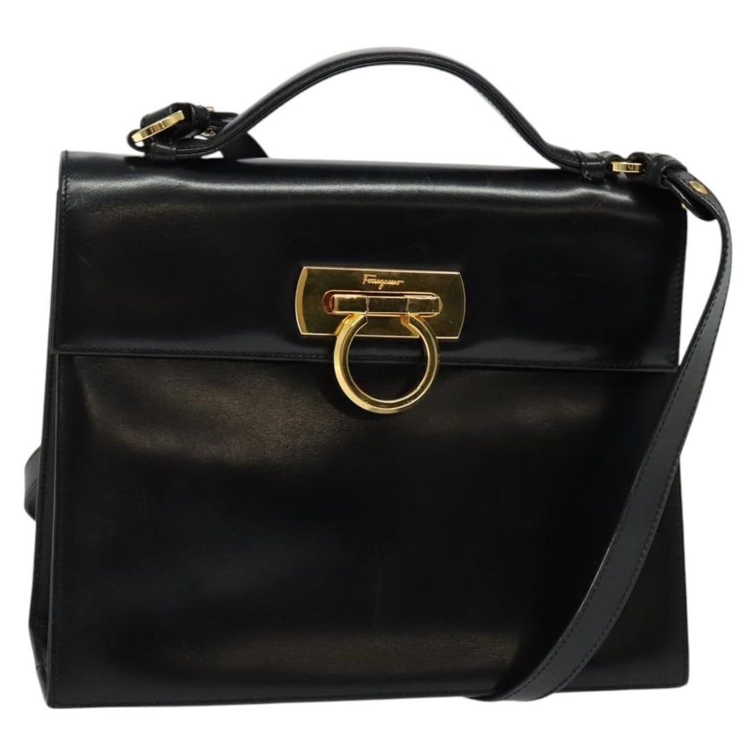 Gancini Convertible Top Handle Handbag by Salvatore Ferragamo in Black (1 of 1)