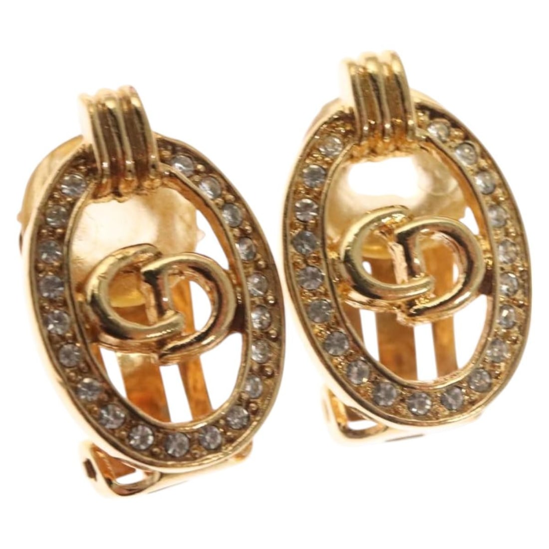 Petite CD Round Gold Tone Earrings by Christian Dior (1 of 1)
