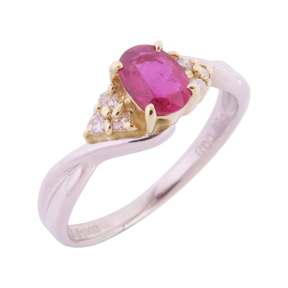 JEWELRY Ruby Diamond Ring Pt900 Platinum 18K Yellow Gold Size 5.75 (1 of 8)