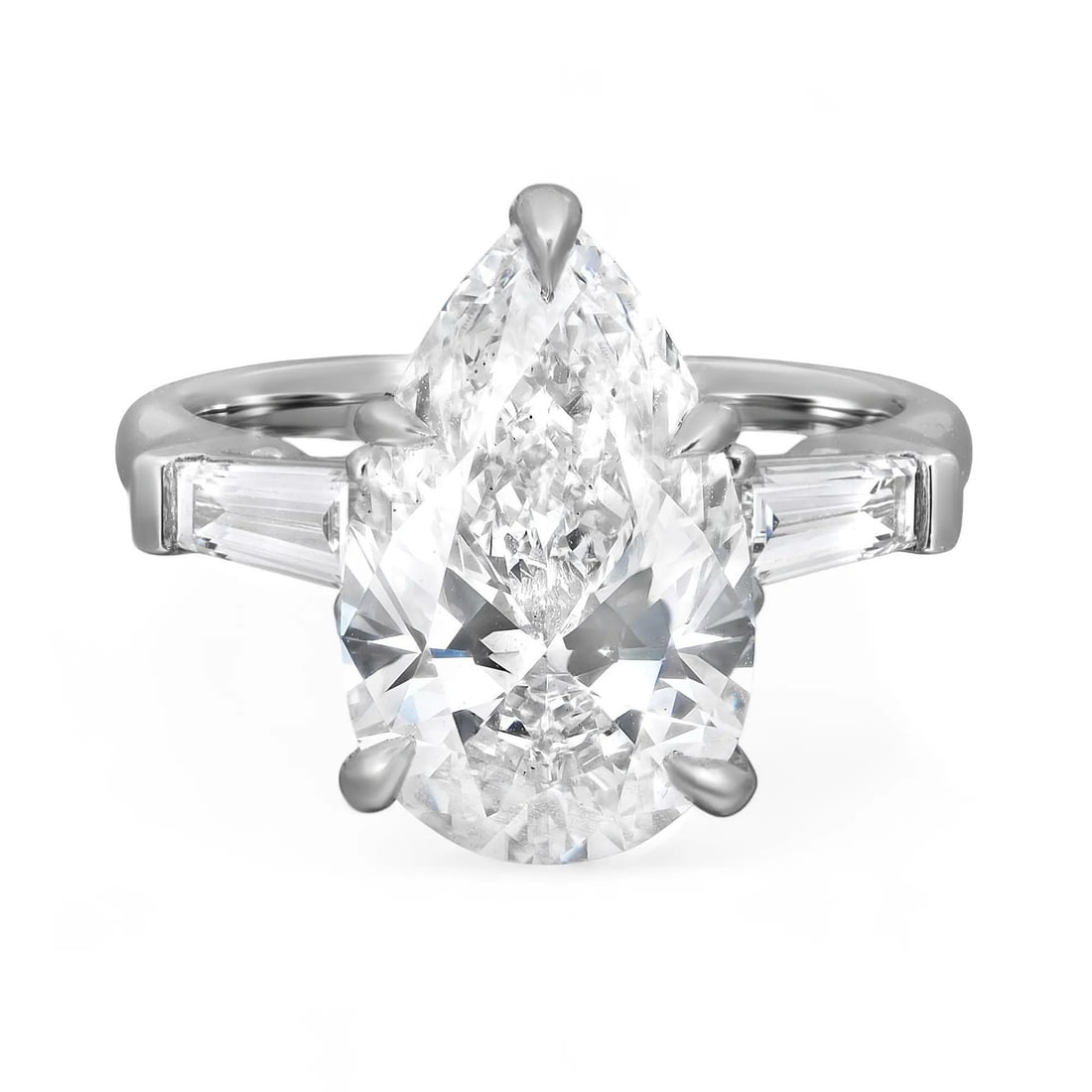 Rachel Koen 4.96Ctw Engagement Ring with Pear Lab Grown Diamond in 18K White Gold (1 of 5)