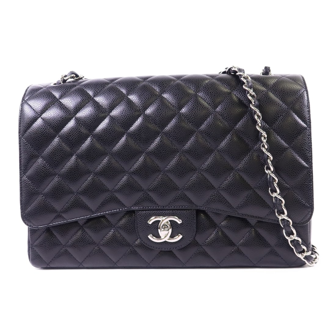 CHANEL Maxi Classic Chain Shoulder Bag Black Calfskin A5860 (1 of 18)