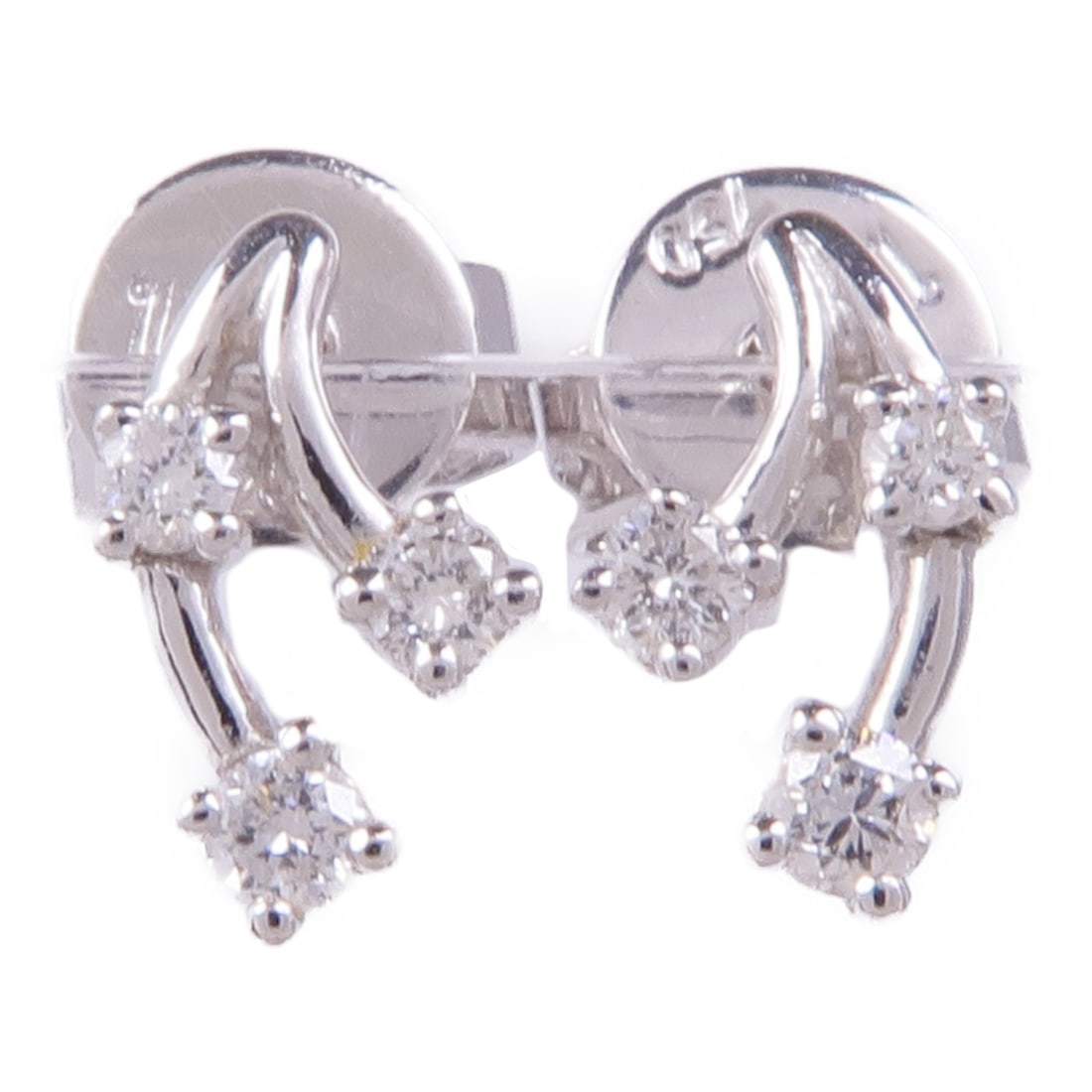 JEWELRY 18K White Gold Diamond Pierced Earrings (1 of 7)