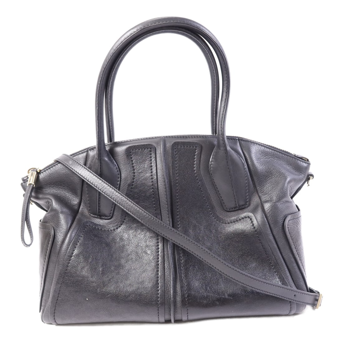 TOD'S Black Calfskin Leather 2 Way Shoulder Bag Italy (1 of 14)