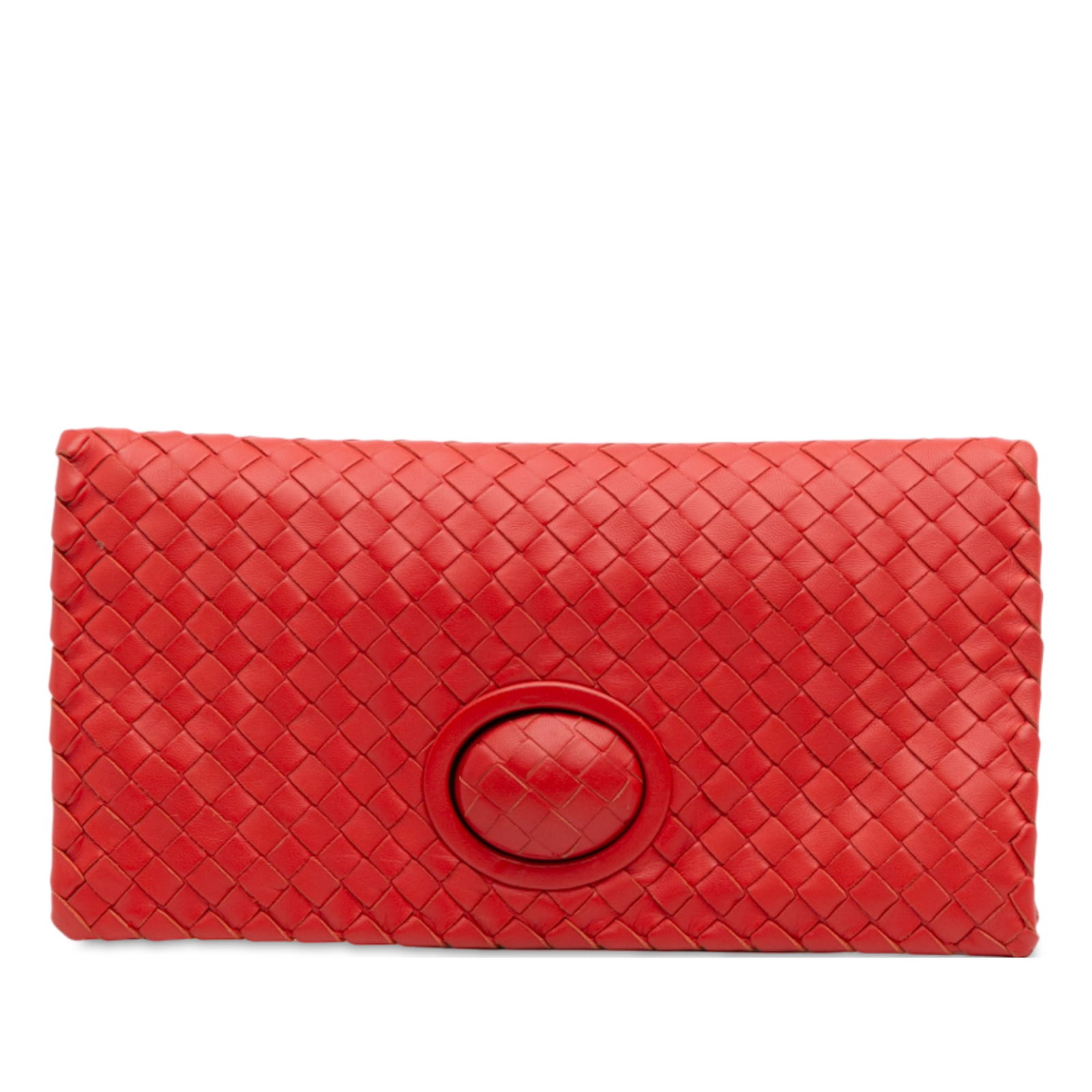 Bottega Veneta Red Nappa Intrecciato Turn Lock Clutch (1 of 11)