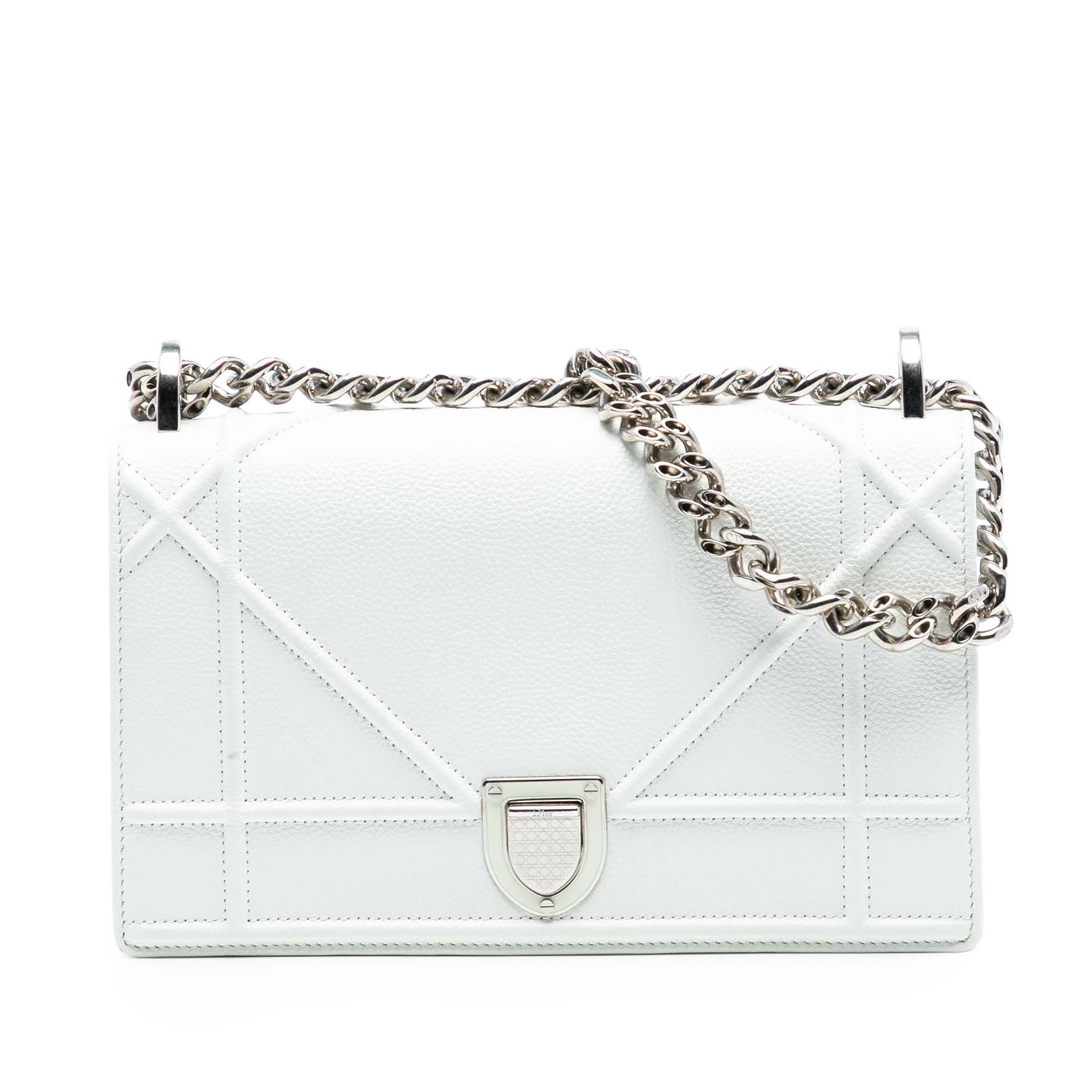 Dior Small Diorama White Leather Shoulder Bag with Chain Strap (1 of 7)