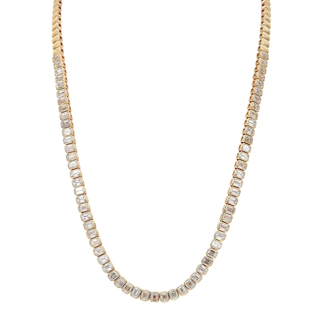 Rachel Koen 18K Yellow Gold Bezel Set Diamond Necklace 9.46ctw 17.2 Inch (1 of 4)