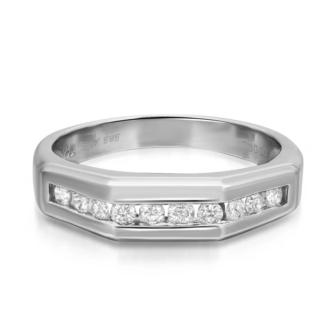 Rachel Koen 14K White Gold 0.31ctw Channel Set Diamond Wedding Band Ring Size 7.5: Rachel Koen 14K White Gold 0.31ctw Channel Set Diamond Wedding Band Ring Size 7.5 This exquisite wedding band ring features channel-set round diamonds totaling 0.31 carats, beautifully crafted in 14K