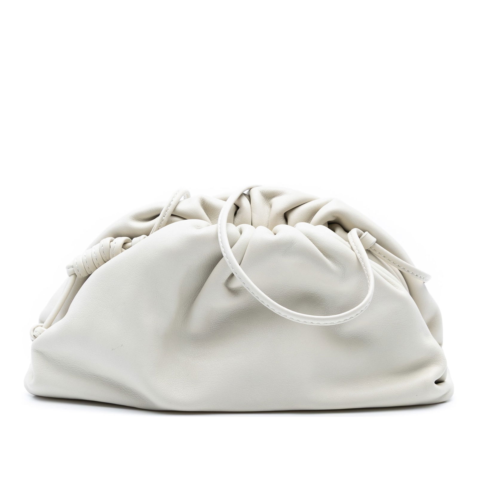 Bottega Veneta White Lambskin Mini Pouch Crossbody Bag: Bottega Veneta White Lambskin Mini Pouch Crossbody Bag Introducing the Bottega Veneta Lambskin The Mini Pouch Crossbody, a stylish and versatile accessory crafted from premium leather. This chic bag f