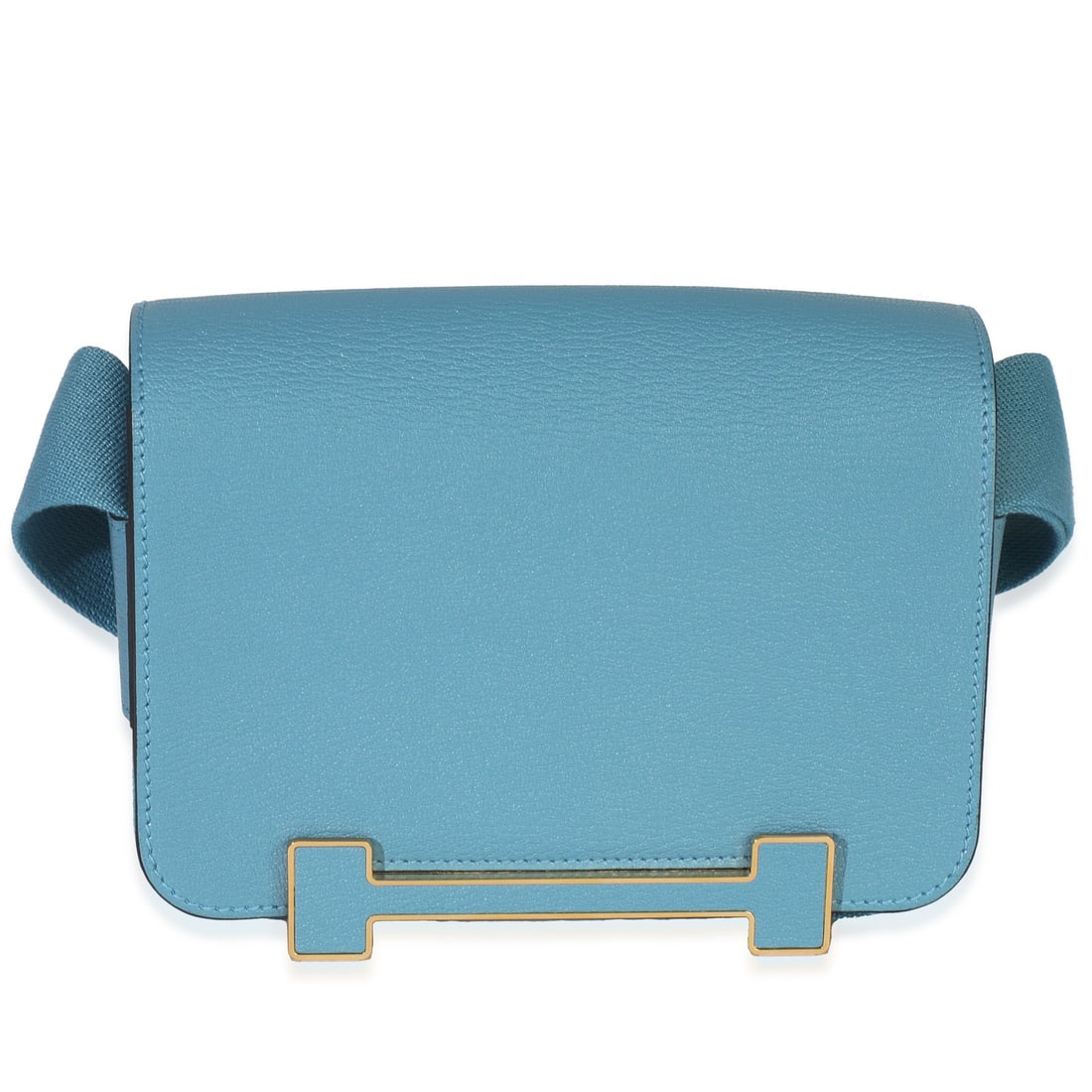 Hermes Geta Blue Jean Chevre Leather Crossbody Bag Gold-Tone Hardware (1 of 8)