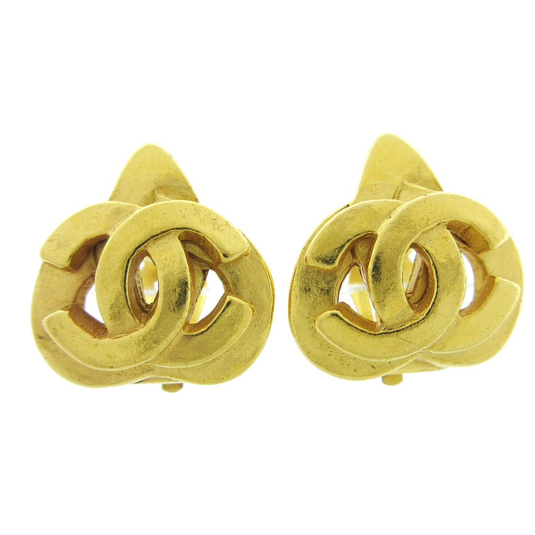 Heart Shaped Earrings Featuring Chanel CC Gold Logo Motif (1 of 1)