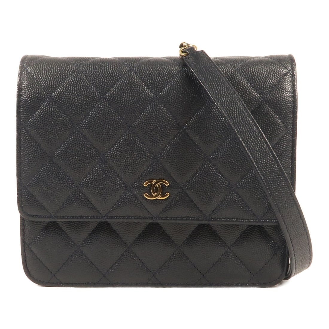 CHANEL Mini Wallet On Chain Shoulder Bag Navy Calfskin GHW (1 of 14)