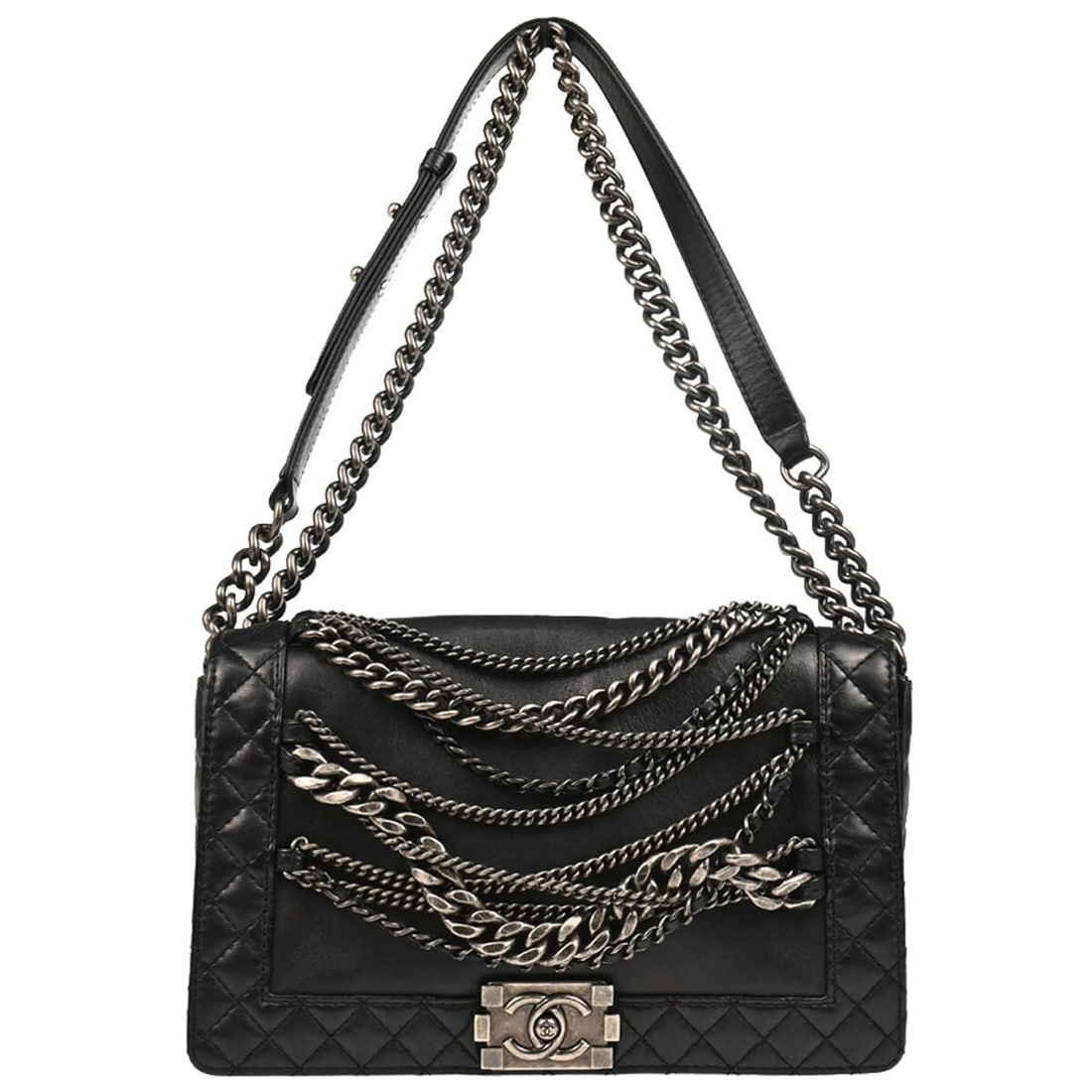 Black Chanel Boy Shoulder Bag 28 x 18 x 6 (1 of 1)