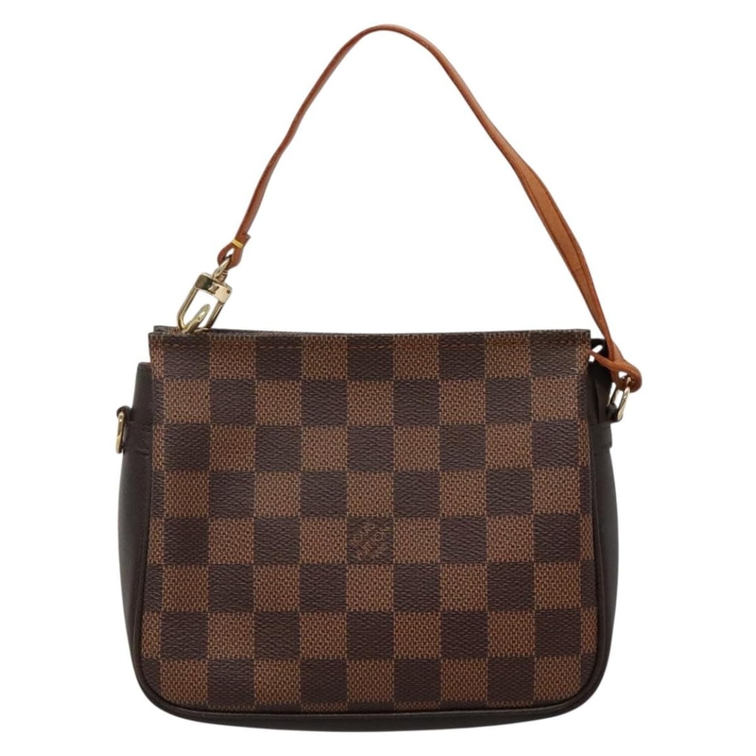 Brown Louis Vuitton Cosmetic Clutch Pouch: Brown Louis Vuitton Cosmetic Clutch Pouch This Louis Vuitton Trousse make up bag features a brown exterior with rubbing, slight loss of shape, and minor signs of sun exposure on the handle, as well as