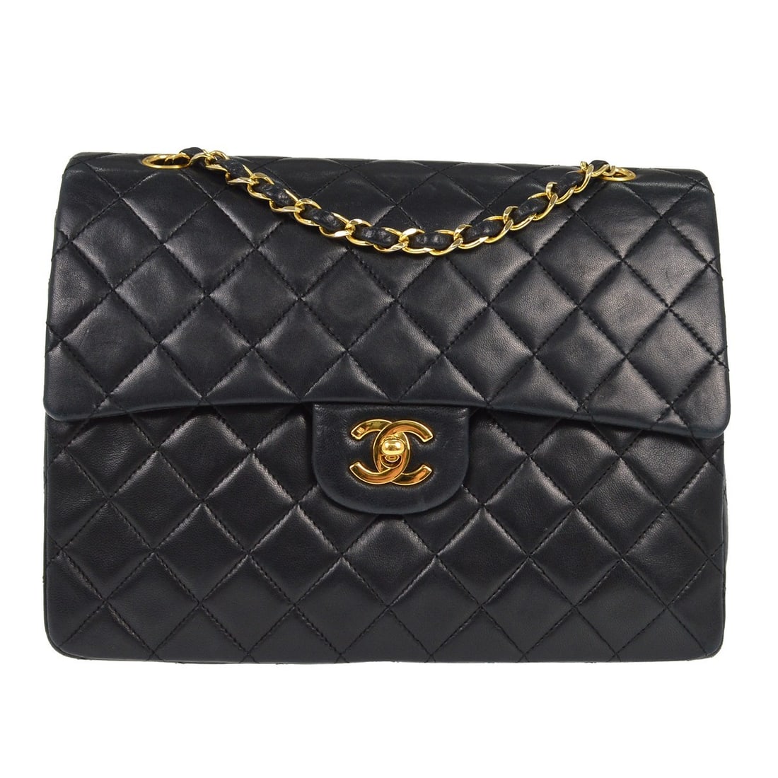 Chanel Classic Double Flap Black Lambskin Medium Shoulder Bag (1 of 8)