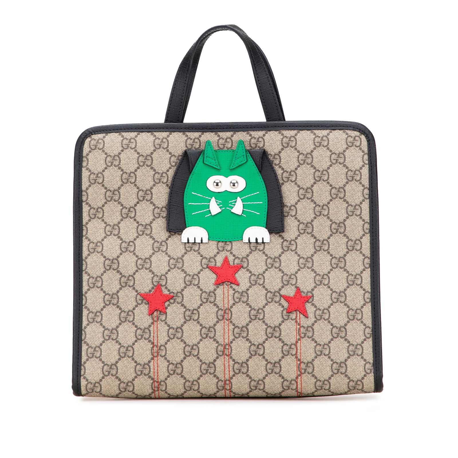 Gucci Childrens GG Supreme Cat Tote Bag Brown Coated Canvas: Gucci Childrens GG Supreme Cat Tote Bag Brown Coated Canvas This Gucci Children's GG Supreme Cat Tote is a stylish and functional accessory for young fashionistas. Crafted from coated canvas, it featu