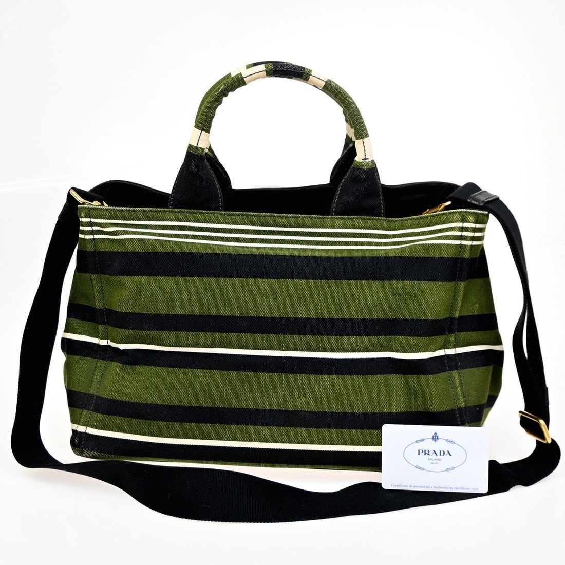 Green Canapa Tote Handbag by Prada (1 of 2)