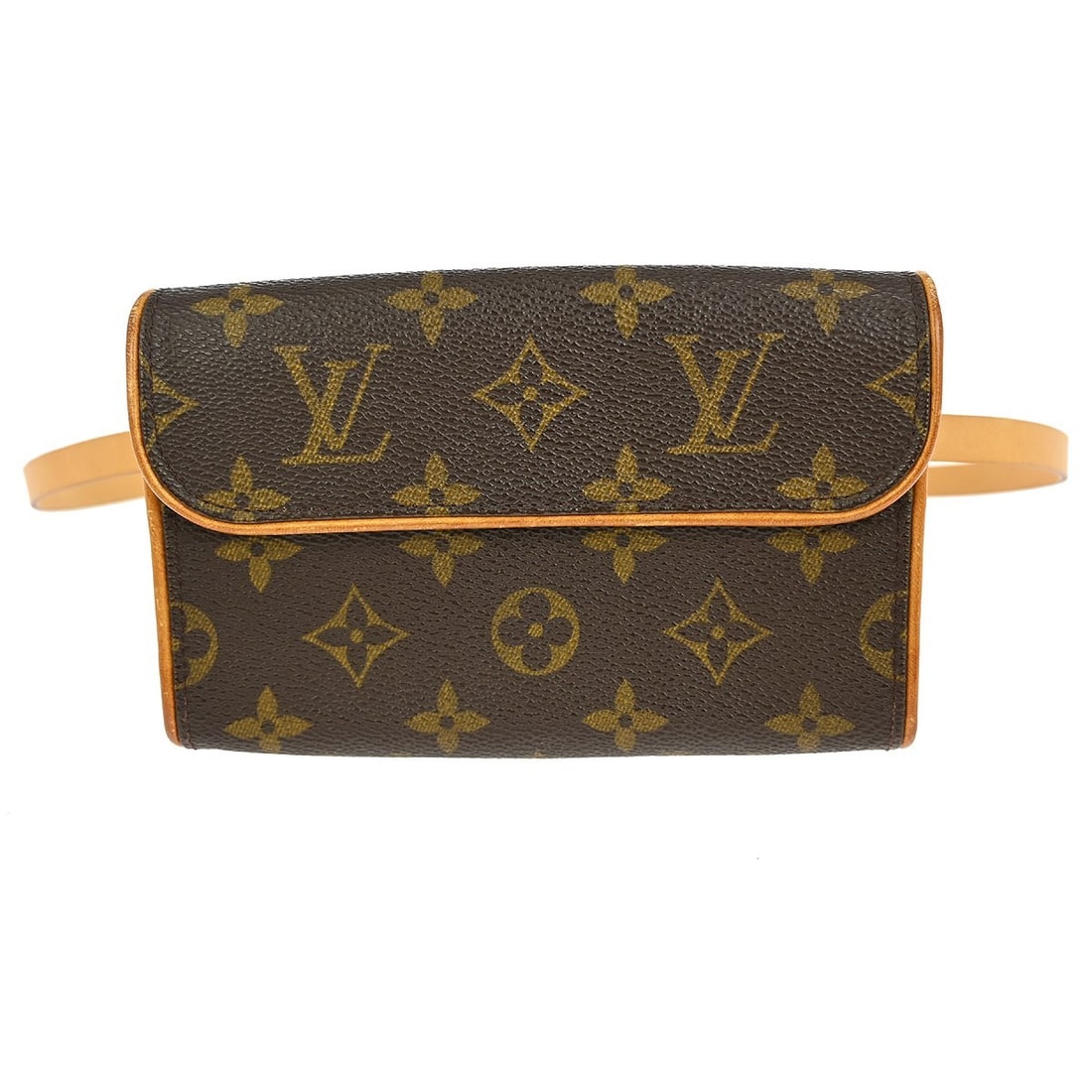 Florentine Pochette Belt Bag by Louis Vuitton in Brown: Florentine Pochette Belt Bag by Louis Vuitton in Brown This pre-owned Louis Vuitton Florentine Waist Bag features noticeable scuffs, scratches, and discoloration on the leather parts, as well as some