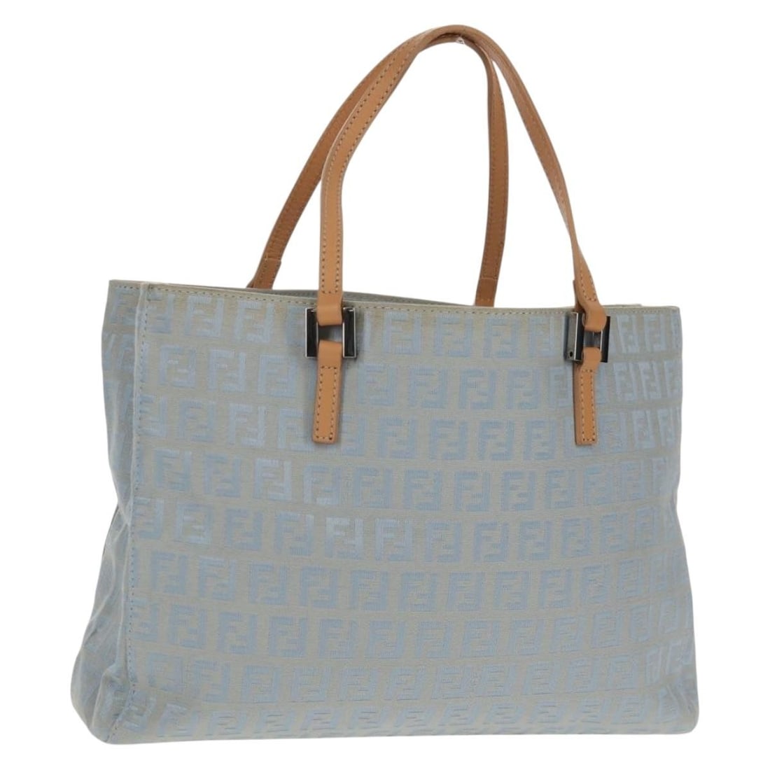 FENDI Light Blue Zucchino Canvas Hand Bag Authentic AR13861V (1 of 18)