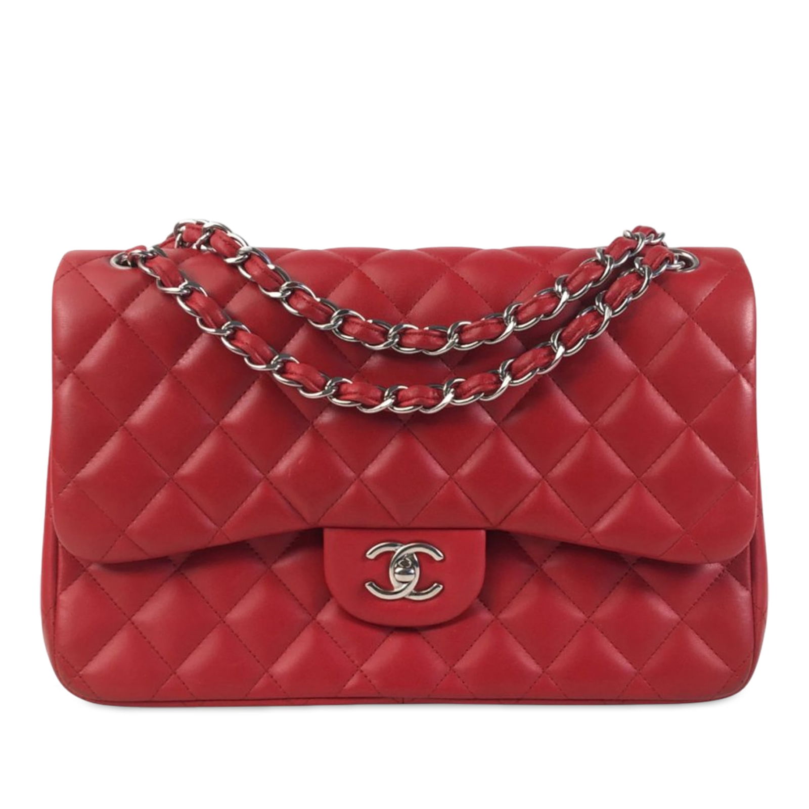 Chanel Jumbo Classic Red Lambskin Double Flap Bag (1 of 12)