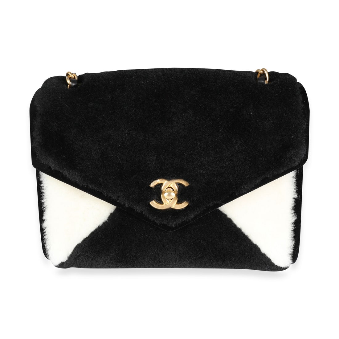 Chanel 2021 Black White Shearling Small Flap Bag with Accessories (1 of 8)