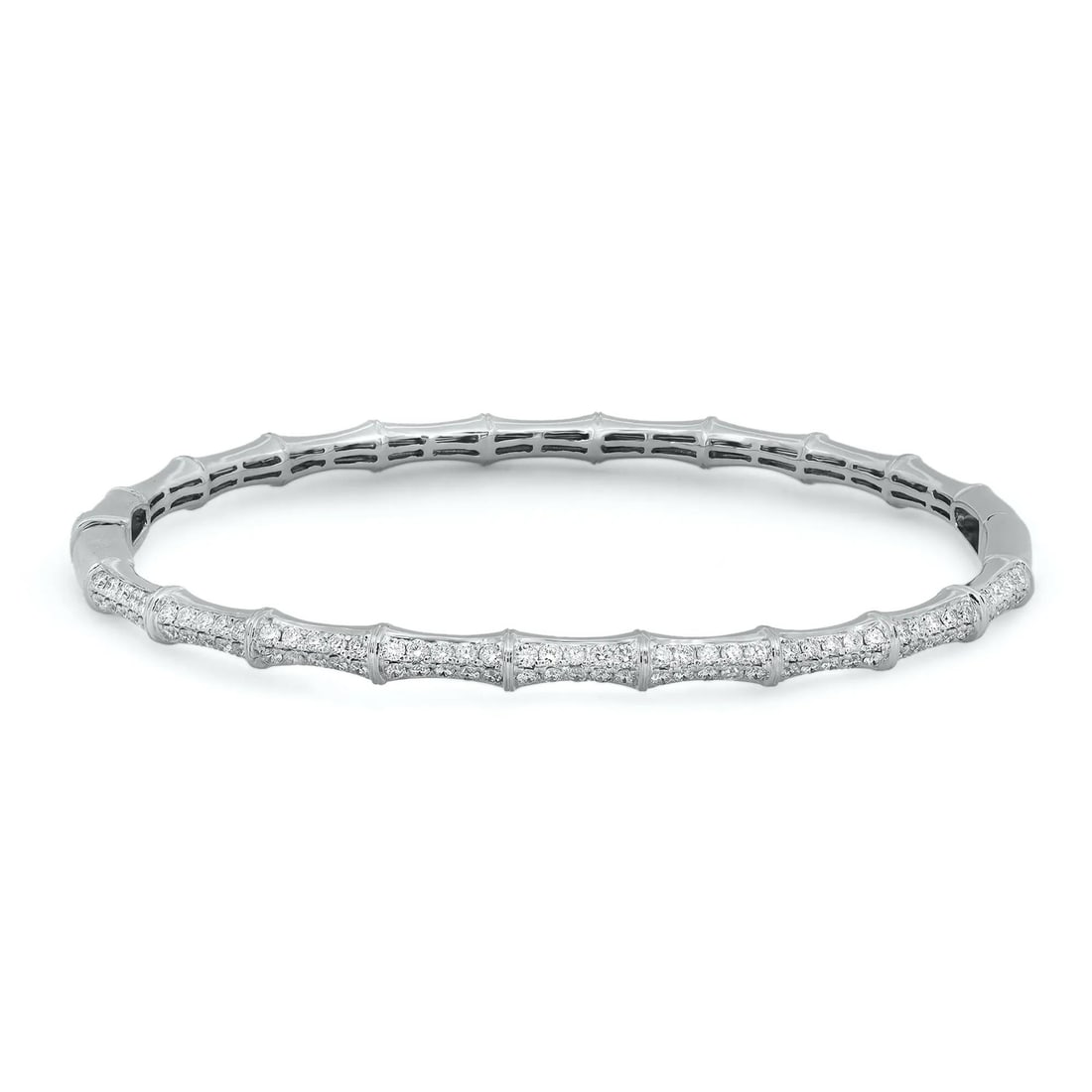 Rachel Koen 18K White Gold Diamond Bangle Bracelet 0.94ct Pave Set (1 of 5)