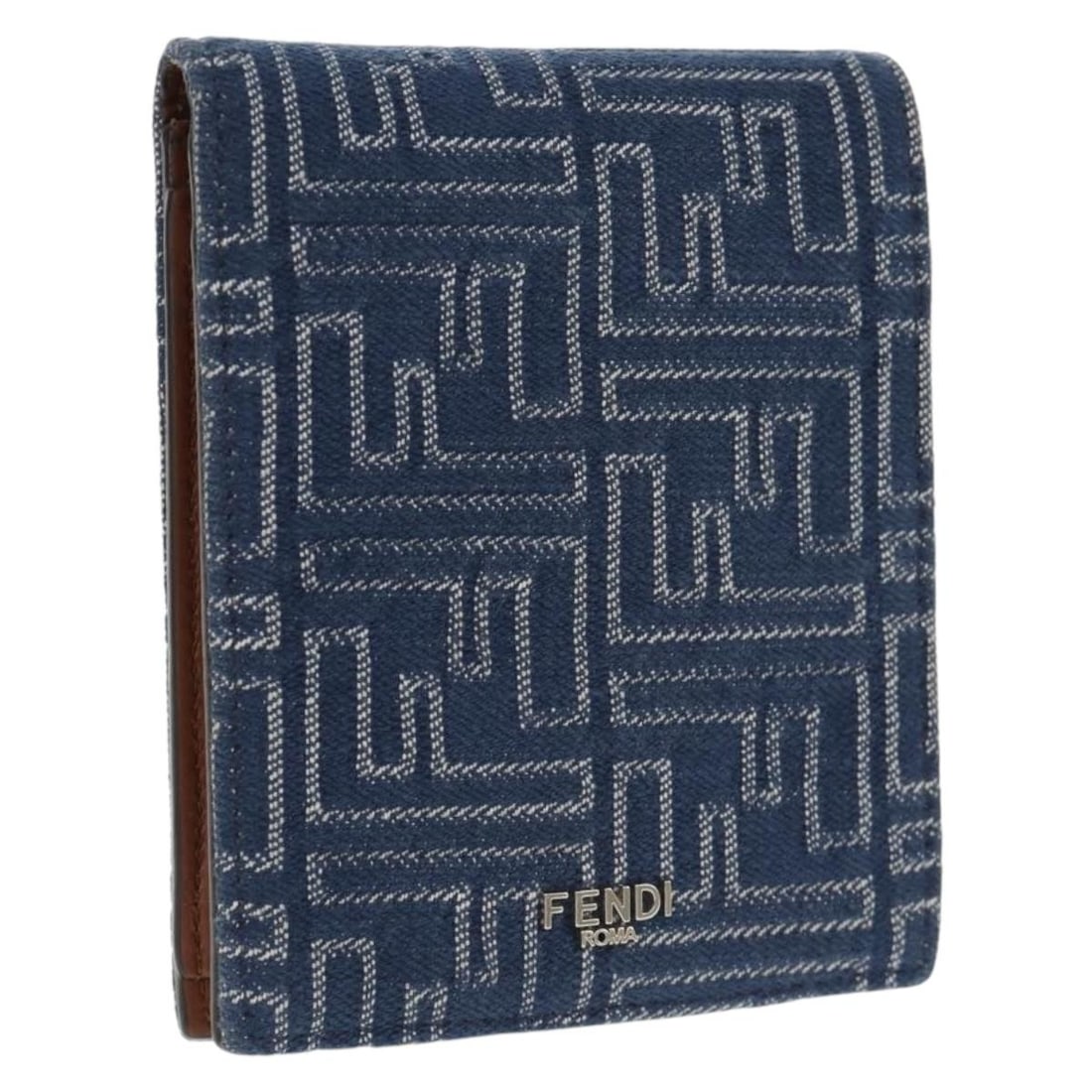 FENDI Zucca Canvas Compact Wallet Blue Auth 149243M Italy: FENDI Zucca Canvas Compact Wallet Blue Auth 149243M Italy This Fendi Zucca Canvas Compact Wallet in a striking blue color is a stylish and functional accessory. Crafted in Italy, it features the iconi