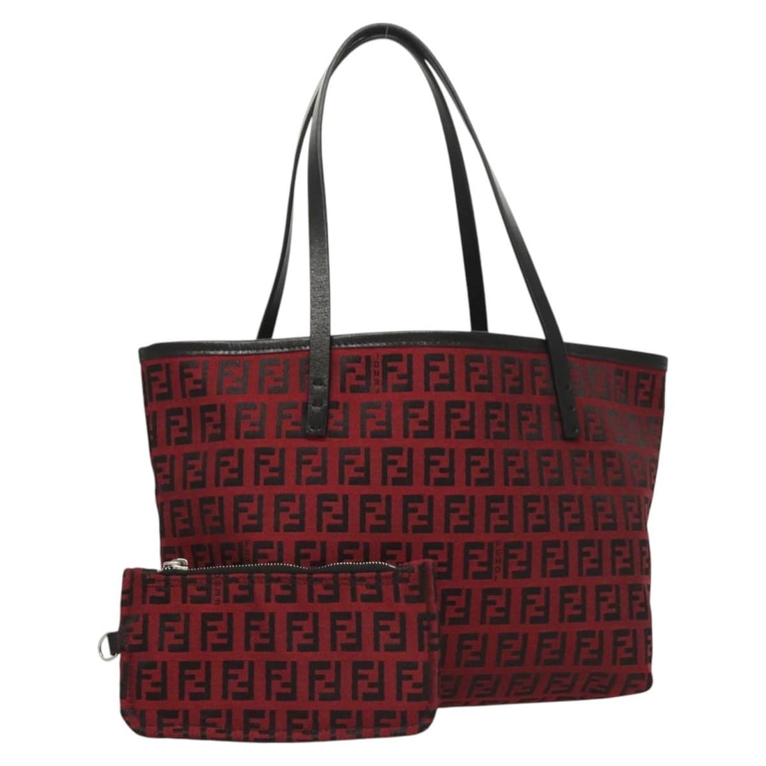 Fendi Zucchino Red Canvas Tote Bag: Fendi Zucchino Red Canvas Tote Bag This pre-owned Fendi Zucchino canvas tote bag features a red colorway and is designed for female use. The bag is in excellent condition with slight rubbing on the su