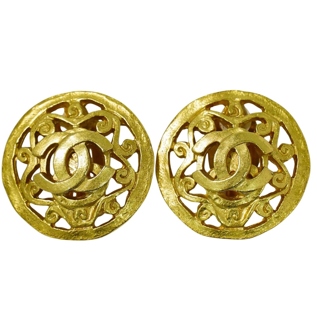 Gold Tone CC Logo Earrings by Chanel (1 of 1)