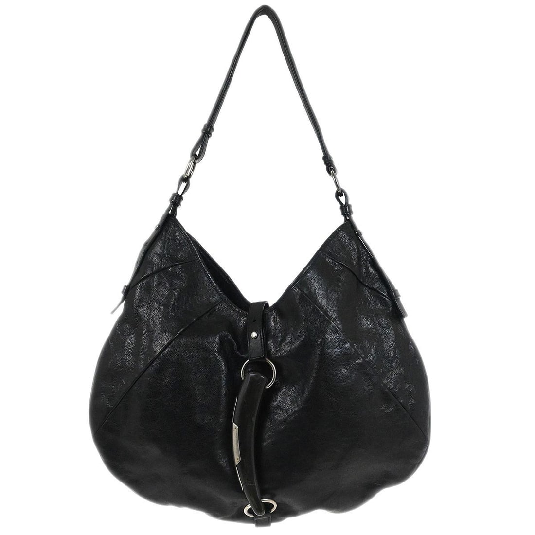 Saint Laurent Mombasa Black Leather Large Hobo Shoulder Bag (1 of 10)