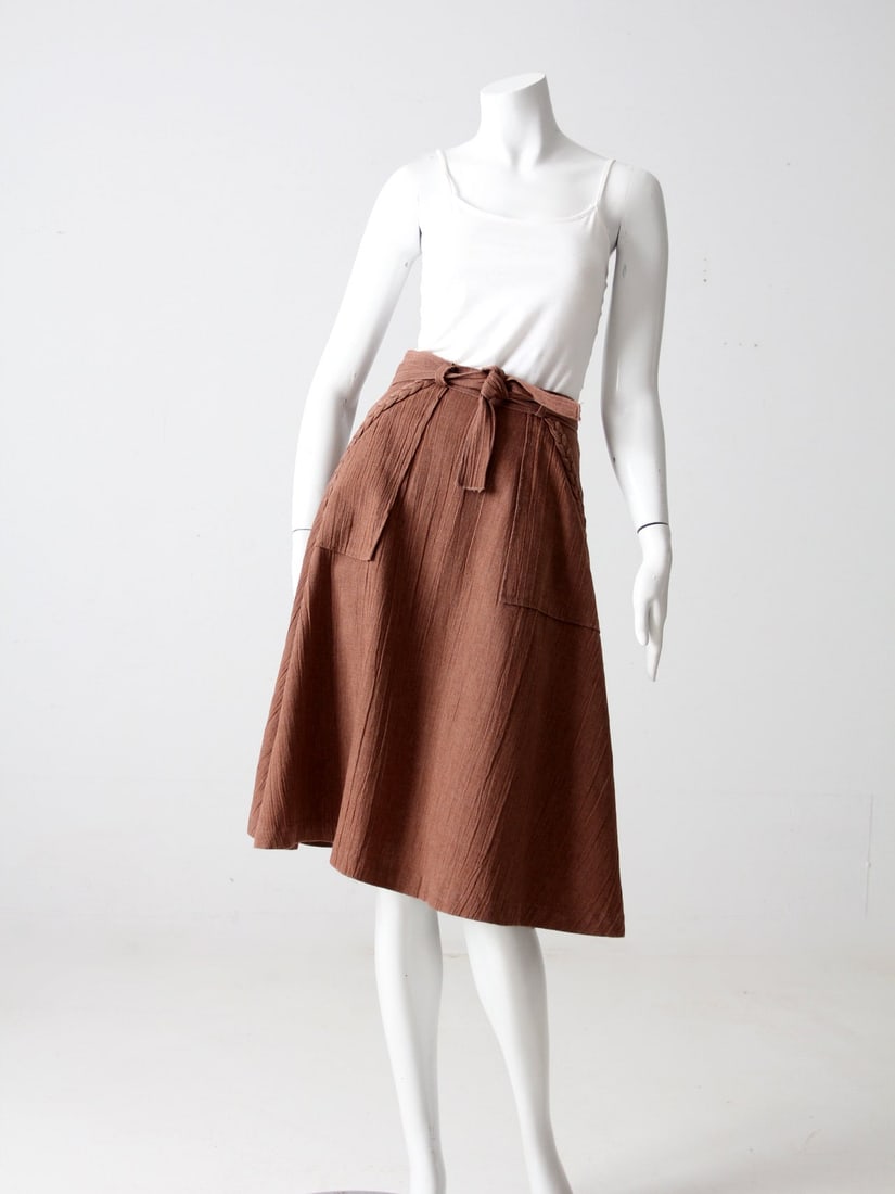1970s Vintage Brown A-Line Skirt with Pockets (1 of 11)