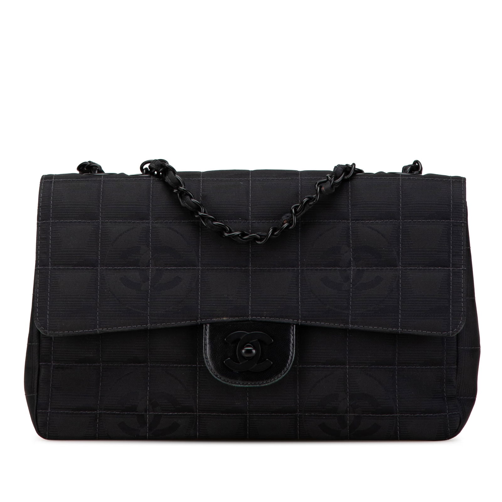 Chanel New Travel Line Medium Black Nylon Flap Bag: Chanel New Travel Line Medium Black Nylon Flap Bag Discover the Chanel New Travel Line Medium Nylon Single Flap, a chic and functional shoulder bag crafted from durable nylon. This stylish accessory f