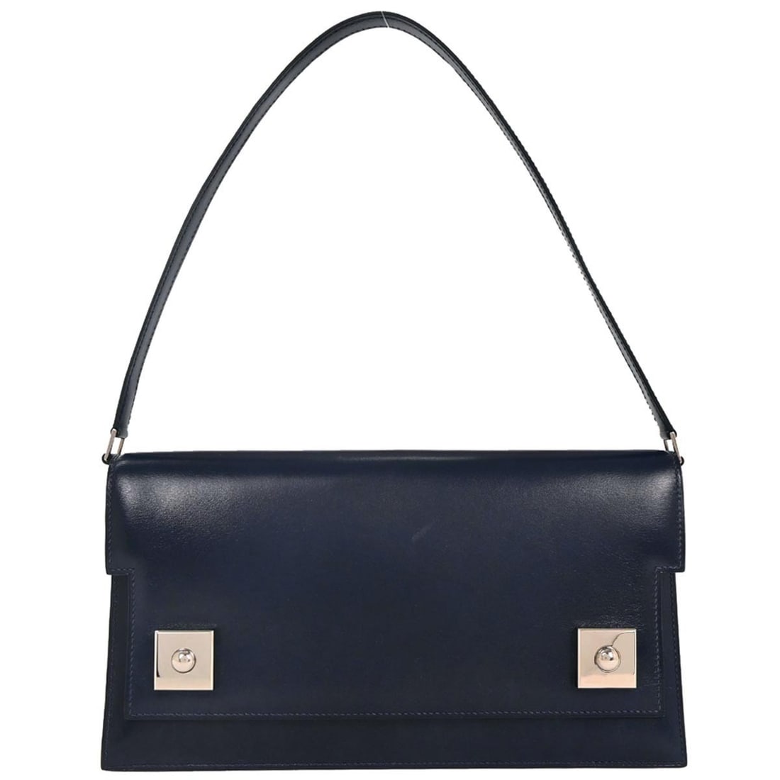 Hermes Blue Abysse Box Calf Piano Handbag Medium Satchel (1 of 10)