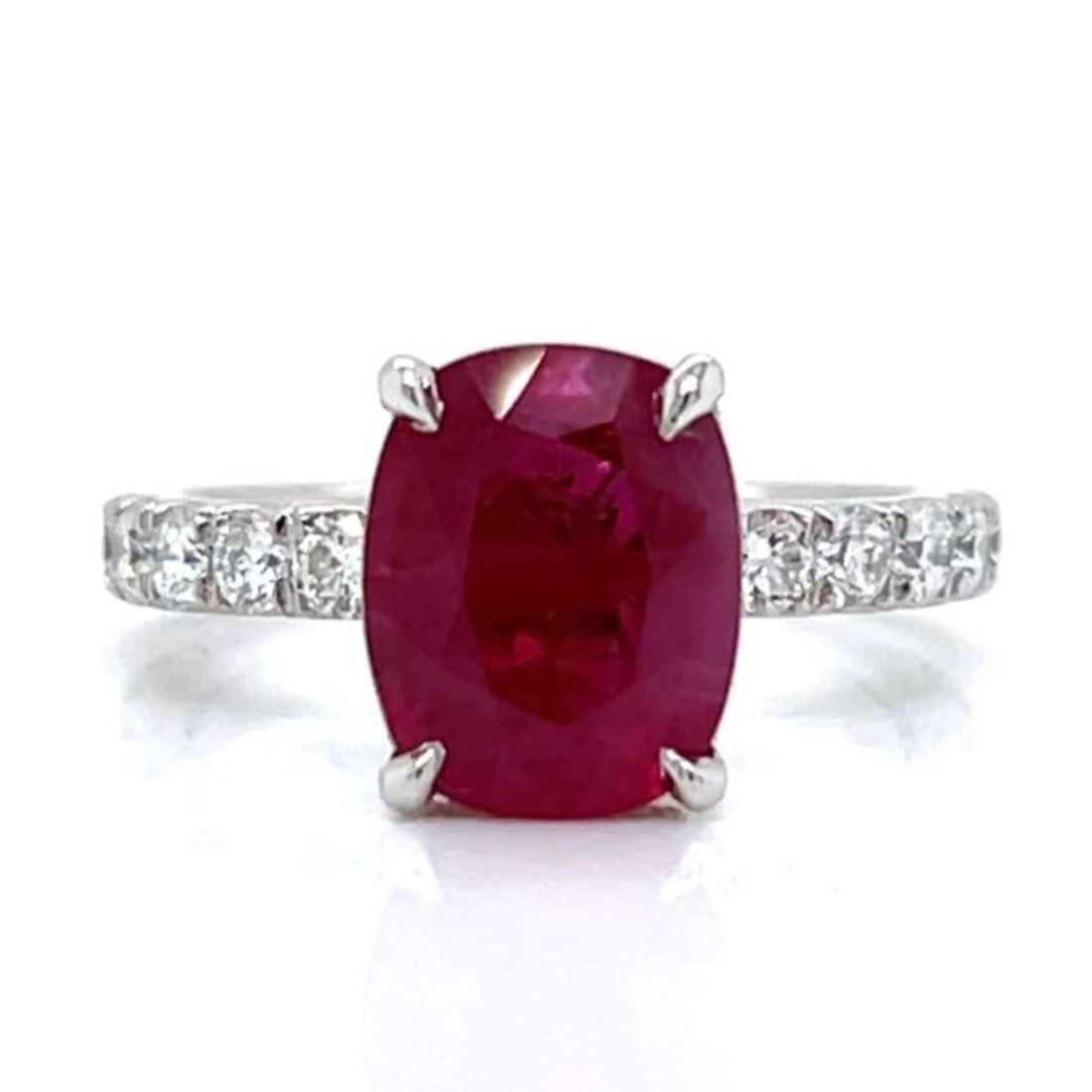 GIA Certified Burma Ruby and Diamond Platinum Ring with 3.74 Ct Center Stone (1 of 7)