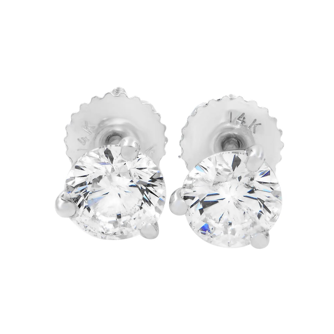 Rachel Koen 14K White Gold Round Cut Diamond Stud Earrings 1.50ct F SI1: Rachel Koen 14K White Gold Round Cut Diamond Stud Earrings 1.50ct F SI1 Elevate your style with these stunning round cut diamond stud earrings, beautifully crafted in 14K white gold. Each earring feat