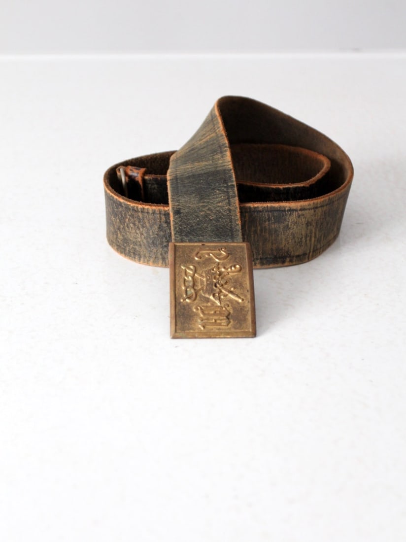 Vintage Odd Fellows Leather Belt with Brass Buckle (1 of 7)