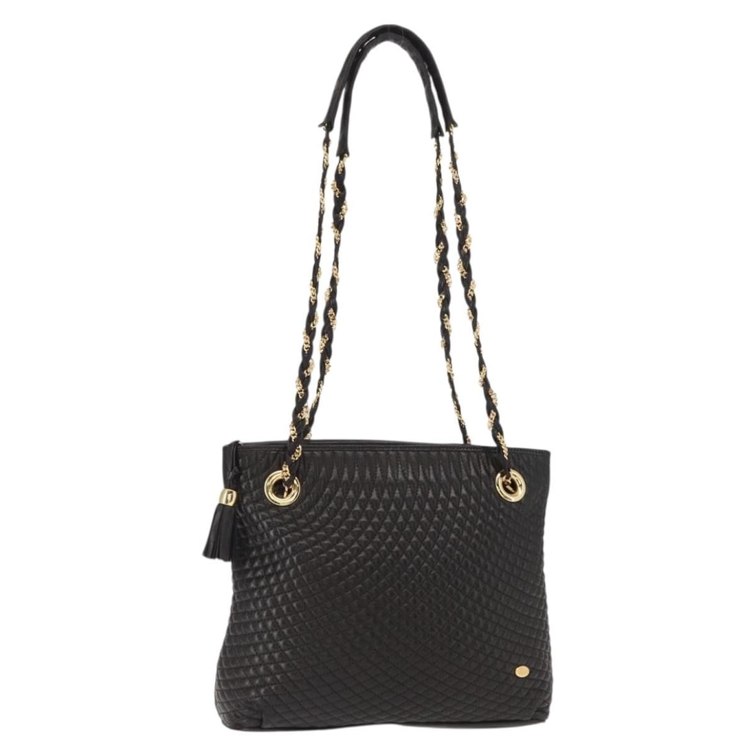 Quilted Black Leather Shoulder Bag by Bally with Chain Strap (1 of 1)