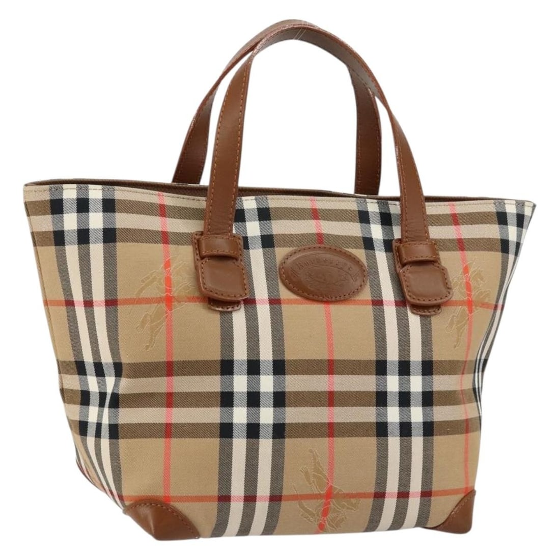 Burberrys Nova Check Beige Gold Canvas Hand Bag Auth AM9855 (1 of 18)