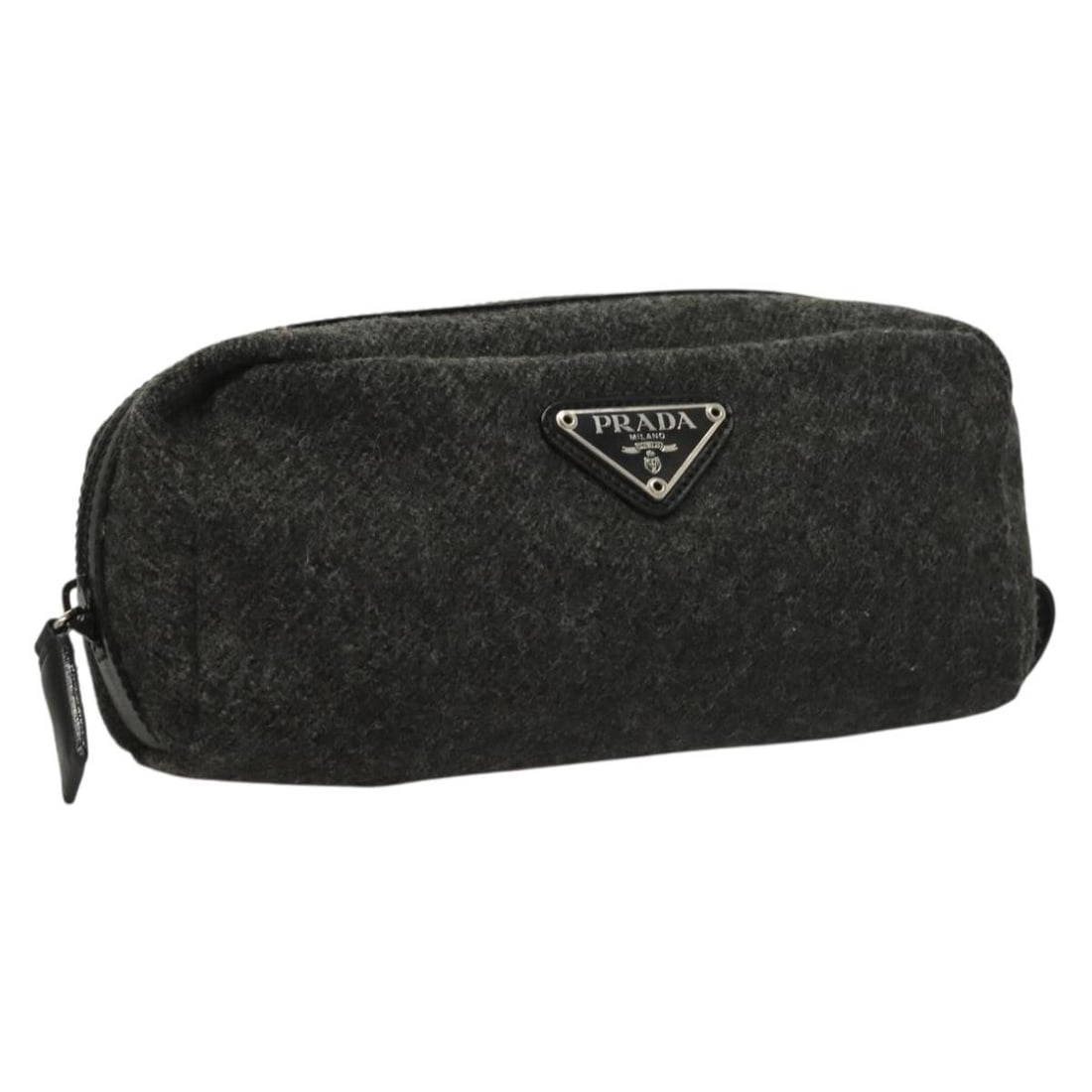 Black Prada Pochette Clutch Purse for Women: Black Prada Pochette Clutch Purse for Women This Prada pochette in black features a structured design with subtle signs of use, including minor shape loss and slight rubbing on the outer surface, inte