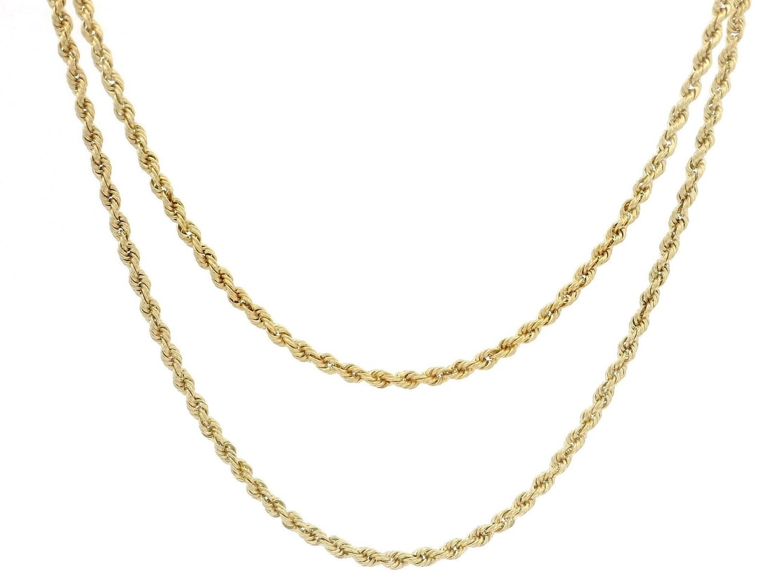 14k Yellow Gold 18 Inch Rope Link Chain Necklace with Barrel Clasp (1 of 7)