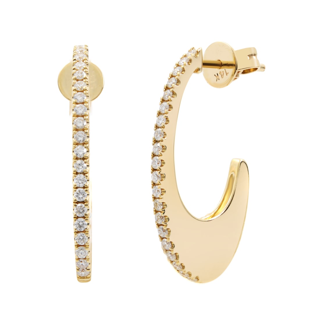 Rachel Koen 14K Yellow Gold Oval Huggie Diamond Earrings 0.34ct (1 of 6)