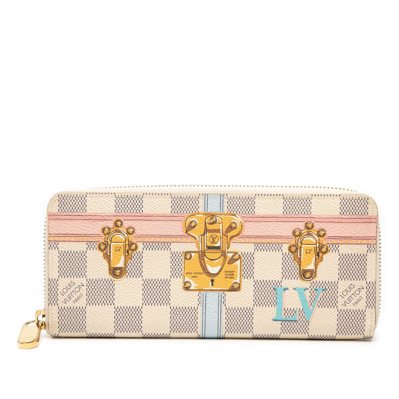 Louis Vuitton Damier Azur Summer Trunks Zippy Long Wallet Spain: Louis Vuitton Damier Azur Summer Trunks Zippy Long Wallet Spain This Louis Vuitton Damier Azur Summer Trunks Zippy Long Wallet is crafted from printed damier azur canvas and features a secure zip-arou