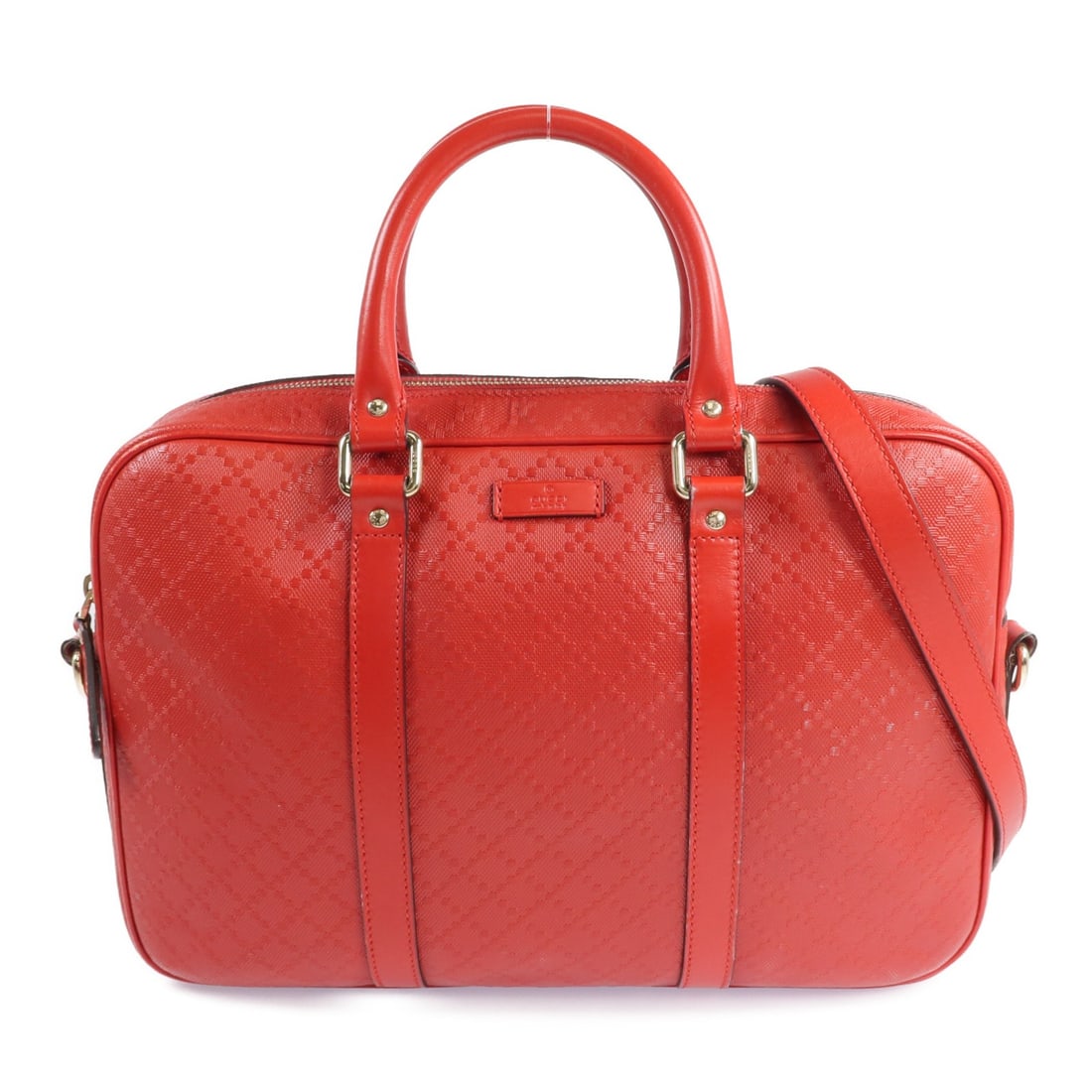 Gucci Diamante Red Leather 2 Way Shoulder Bag with Gold Tone Hardware (1 of 18)