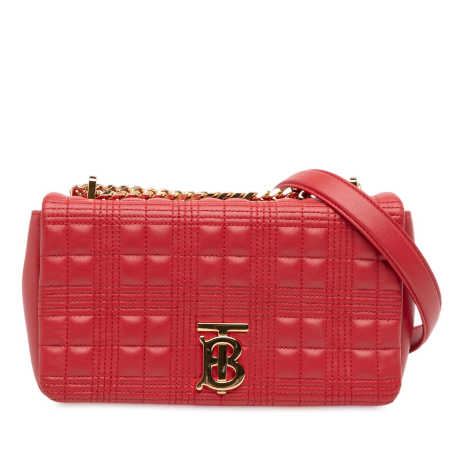 Burberry Small Quilted Lambskin Lola Crossbody Bag Red (1 of 12)